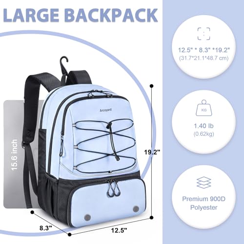 Arcoyard Tennis Bag Holds 2 Rackets, Professional Tennis Bags for Women, Tennis Backpack with Ventilated Shoe Compartment - color: Blue