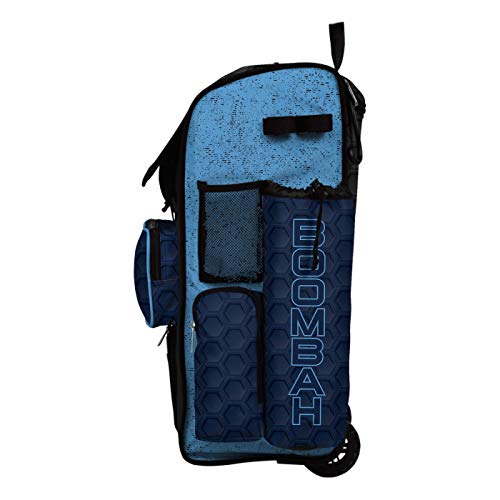 Boombah Rolling Superpack 2.0 3DHC Baseball/Softball Gear Bag - 23-1/2" x 13-1/2" x 9-1/2" - Multiple Colors - Telescopic Handle and Holds 4 Bats - Wheeled Version - color: Navy/Columbia