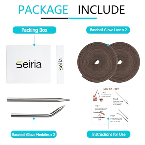 Baseball Glove Lace, Mitt Lace Repair Kit Softball 2 Leather Laces and 2 Lacing Needles for Catcher's Glove - color: Dark Brown