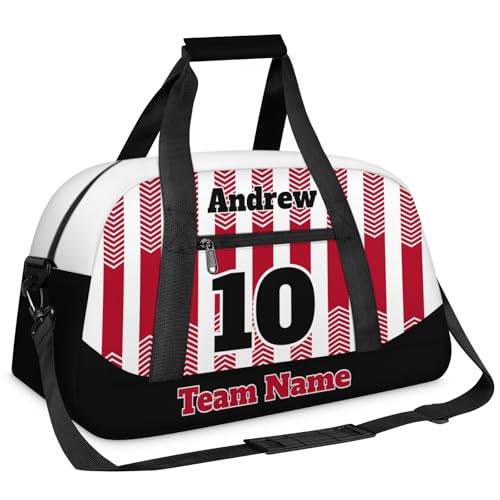 Basketball Soccer Gifts for Boys Girls - Custom Sports Duffle Bag, Personalized Name & Team Bag, Water-Resistant Gym Bag for Basketball, Soccer, Volleyball | Y-Red Black - color: Y-Red Black