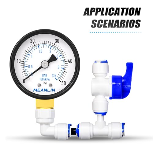 0-50Psi 2" DIAL FACE 1/4" NPT Well Pump Pressure Gauge, with 1/2" NPT and 3/8" NPT Hex Bushing, 3-2-3% Accuracy, Lower Mount - size: 0-50Psi, style: 1/4"NPT Lower Mount