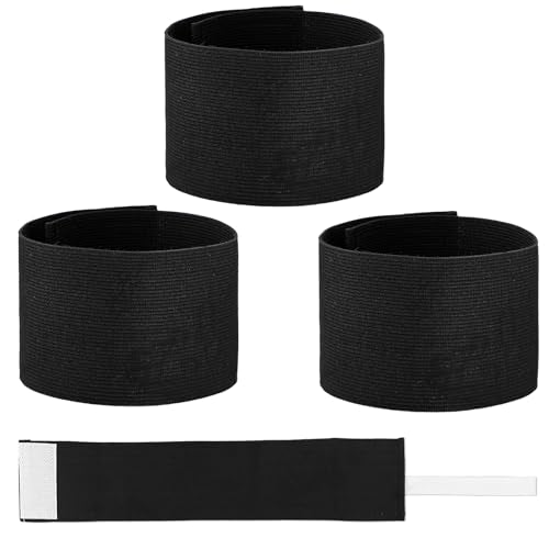 7x33 CM/2.75x13 Inch 3 PCS Captain Armbands, Black Elastic Arm Band Adjustable Leader Armband Team Sport Armband Soccer Armband Memorial Armband Funeral Mourning Band for Volleyball Basketball Team