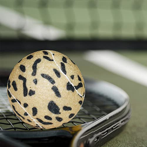 URBEST Tennis Ball 12 Packs Training Tennis Balls Practice Balls for Novice Player, Pet Dog Playing Balls with Mesh Carry Bag - color: Leopard print