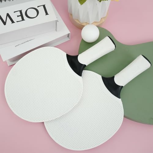10 Pcs Table Tennis Paddles Kit with10 Balls Composite Professional Racquets Set Portable Rubber Rackets for Indoor and Outdoor (White)