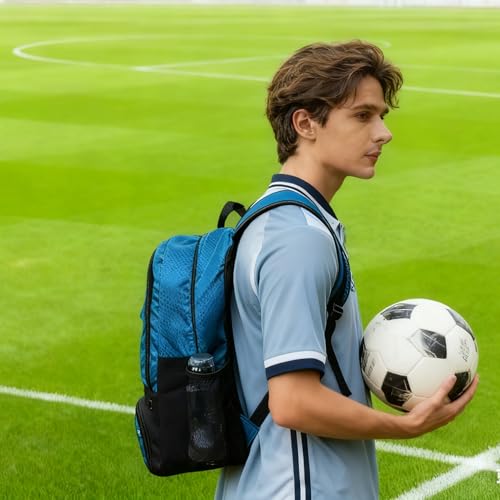 Soccer Ball Bag-Backpack for Basketball,Volleyball with Cleat Shoes and Ball Compartment for Sports Team,Trainning - color: Blue