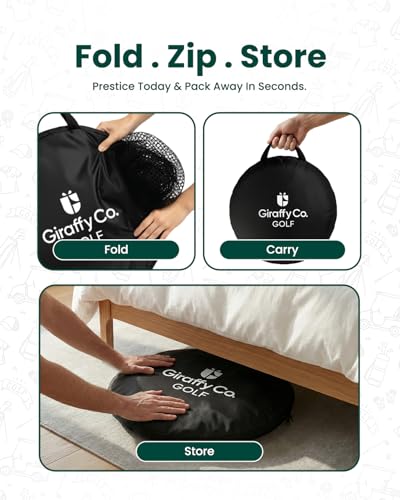 Golf Chipping Net Set with Mat & Practice Balls - Pop-Up 3-Target Chipping Net, Scoring Board, Tee & Carry Bag - Indoor/Outdoor Backyard Short Game Training Aid