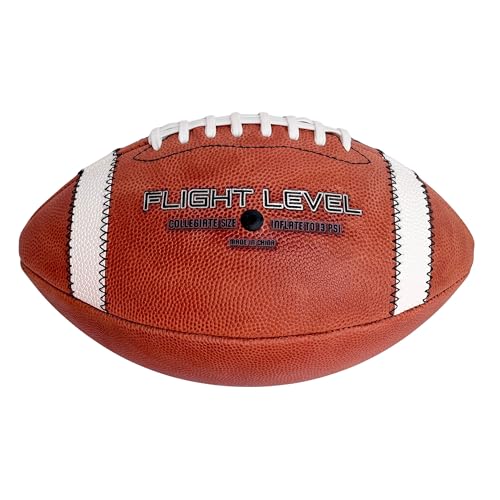 Flight Level Offical Size Leather Football, Full Grain Genuine Leather
