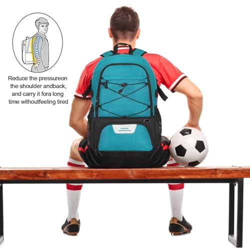 Goloni Basketball Backpack Bag,35L Basketball Bag with with Separate Ball & Shoe Compartments,Large Sports Bag for Basketball - color: Lake Blue
