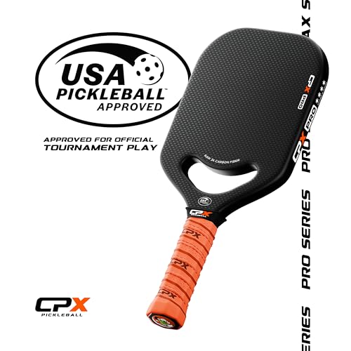 CPX Pro Carbon Fiber Pickleball Paddle - Professional Grade, Matte Finish, Honeycomb Core, Tennis Style Grip - Edgeless Paddle Designed in Chicago, USA - color: Black Pro