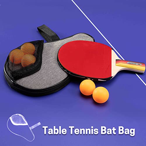 VISEMAN Table Tennis Racket Cover, Ping Pong Paddle Case, Portable Waterproof Table Tennis Bat Bag to Hold 2 Paddles 5 Balls