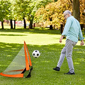 Win SPORTS Foldable Pop Up Soccer Goal Pro 2 Portable Soccer Nets with Carrying Case and Training Cones,Practice in Backyard,School,Kids and Adults,Choose from 2.5', 4' Sizes