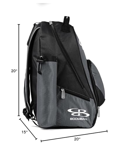 Boombah Tyro Baseball/Softball Bat Backpack - 20" x 15" x 10" - Holds 2 Bats up to Barrel Size of 2-5/8" - color: Black/Gray