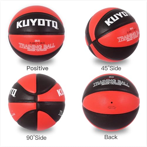 KUYOTQ 3LBS/3.3LBS/2.2LBS Weighted Heavy Training Basketball 29.5/28.5" in and Outdoor Improving Handling Dribbling Passing Rebounding Skill Composite Size 7/6 Weighted Training Basketball Equipment - color: Black+Red, size: Size 7 Adult - 29.5"-3LBS
