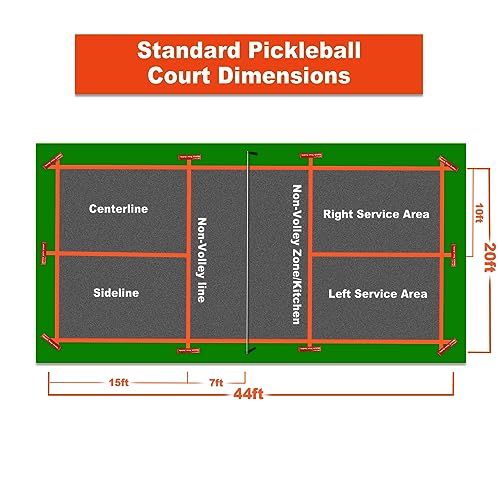 PortablePickleball Court Marking Kit,Innovative, 10 Zippered sandbags Keep thewind from Messing Around,Temporary Pickleball Boundary Lines, 8 Nylon webbings, Net Not Included