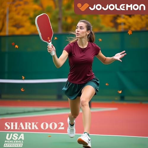 JOJOLEMON Pickleball Paddles, Carbon Fiber Pickleball Paddle with a 16mm Shark Power Polymer Core, The Pickleball Rackets Designed for Ultimate Spin & Consistency