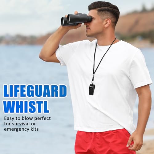 Flutesan 48 Pcs Whistles Bulk with Lanyard Sports Loud Crisp Sound Whistles for Coach Referees Training Emergency - color: Black, Red