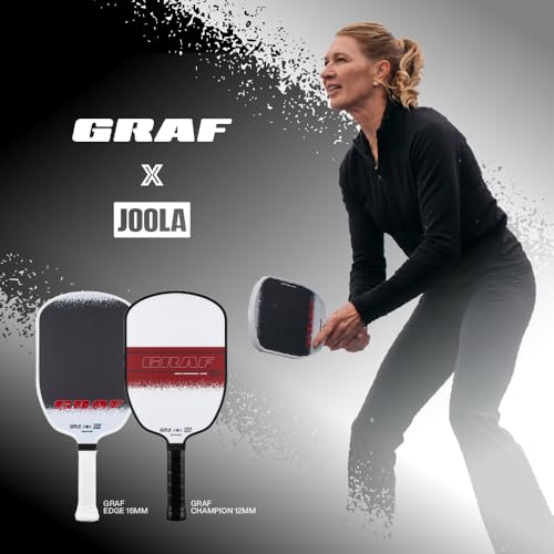 JOOLA GRAF Edge 16mm Pickleball Paddle - Carbon Fiber Pickleball Racket for Increased Spin & Control - Agassi Shape for Power & Precision - UPA-A Certified - USAP Approved - NFC Chip Enabled - color: Single | 16mm Carbon| GRAF Edge