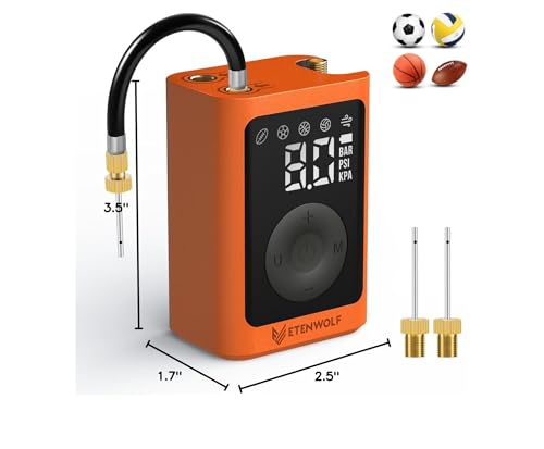 ETENWOLF P300 Plus Ball Pump, Electric Basketball Pump Inflation and Deflation, with 3200 mAh Rechargeable Battery, Air Pump for All Sports Balls - color: vivid orange