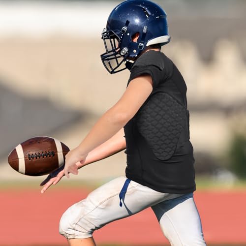 TUOY Youth Boys Padded Protective Shirts Paddded Compression Shirts for Football Paintball Baseball - color: Black, size: Large