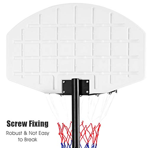 Giantex Portable Basketball Hoop with Wheels, 5.8-6.8 Ft Adjustable 28 Inch Backboard Basketball Goal, Height Adjustable Youth Junior Kids Basketball Hoop for Outdoor Indoor Driveway Garage
