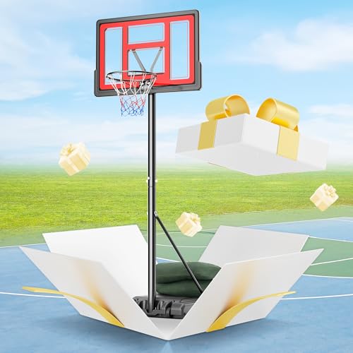 10FT Basketball Hoop Outdoor 44 Inch Backboard Portable Basketball Hoop with Extra Sandbag Adjustable Basketball Goal with Wheels and Stable Base for Youth Adults Court Backyard Driveway