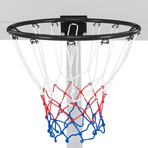 Goplus 18’’/15’’ Replacement Basketball Rim, Wall Door Mounted Basketball Hoop with All Weather Net, Indoor Outdoor Hanging Basketball Rim Goal Outside - size: 15", style: Black