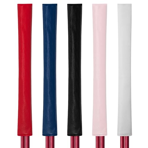 Golf Alignment Stick Cover Premium Leather Perfect Cover for Alignment Sticks Classic Blank Direction Rod Design Alignment Sticks Holder Golf Club Protector Holds 2 Sticks. - color: Red