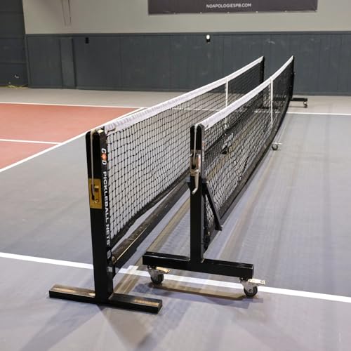 C&D Qualifier Pickleball Net System – Portable, Stainless Steel Hardware, Tensioning System, Non-Marking Wheels – Durable, Weather-Resistant Net for Indoor & Outdoor Courts