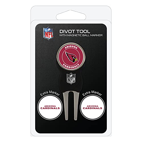 Team Golf NFL Arizona Cardinals Divot Tool Pack With 3 Golf Ball Markers Divot Tool with 3 Golf Ball Markers Pack, Markers are Removable Magnetic Double-Sided Enamel