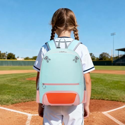 KAVIGOR 2026 Youth Baseball & Softball Bag | Ultra-Light Tball Backpack with Shoe Compartment & Helmet Holder | Skin-Soft Fabric