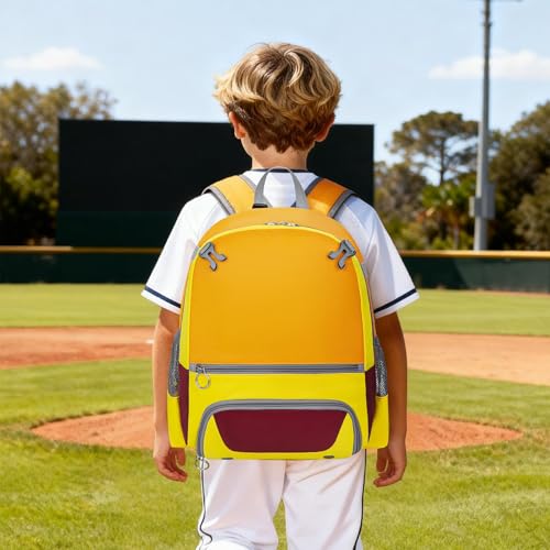 KAVIGOR 2026 Youth Baseball & Softball Bag | Ultra-Light Tball Backpack with Shoe Compartment & Helmet Holder | Skin-Soft Fabric