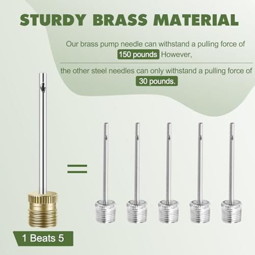 20 Pack Brass Ball Pump Needles with Storage Case - Heavy Duty No Break Air Pump Needles for Basketball