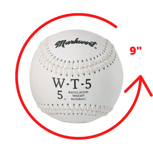 Markwort Weighted 9-Inch Baseballs-Leather Cover (Individually Boxed) - color: White