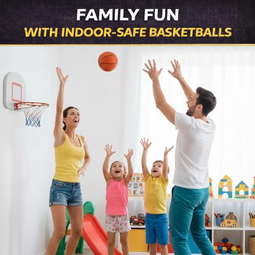 4 Pack Mini Basketballs for Mini Hoops, 6 Inch Inflatable PVC Basketball Balls with Pump & Needle, Rubber-Like Textured Grip, Indoor Outdoor Replacement Balls for Door, Pop-A-Shot & Trampoline Hoops