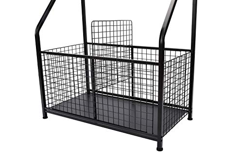 BIRDROCK HOME Sports Equipment Ball Organizer 43"H for Garage -Storage Rack - Baseball, Tennis, Football, Gym Gear - Wide Bin Basket - 4 Hooks - Kids Toy Holder - Hockey Stick Cage | Indoor - Outdoor