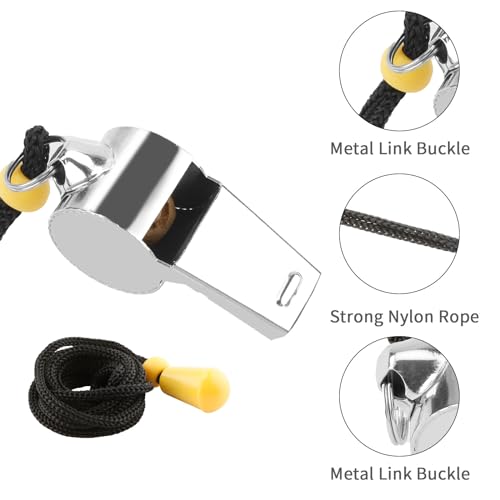 Bsofing Whistle 12 Packs Referee Whistle for Teachers Coaches Whistles with Lanyard Stainless Steel Whistles Loud Crisp Sound, Great for Coaches Referees and Officials - style: 12 Pcs