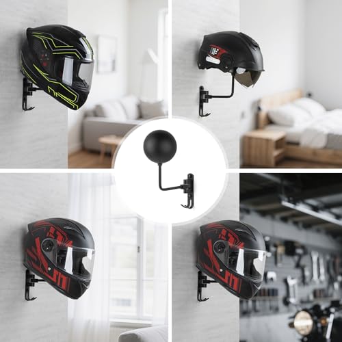 PUERSI Helmet Holder Wall Mount - 2 Pack 180° Rotation Helmet Hanger for Motorcycle Bike Racing Outerwear Sports Gear Display Motorcycle Accessories - style: 2 Pack