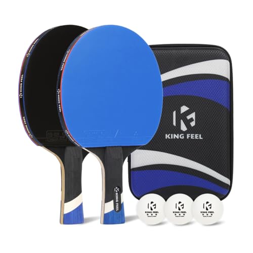 Professional Ping Pong Paddles-Lightweight Carbon Fiber Table Tennis Rackets with 7-Ply Blade, 2.0mm Premium Sponge, ITTF Approved Rubber - for Tournament-Level Performance Table Tennis Paddles - style: Blue(2-Pack)