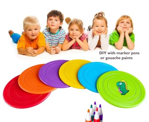 Kids Flying Disc Toy Outdoor Playing Lawn Game Disk Flyer for Kindergarten Teaching Soft Silicone Colorful 6 Pack Bulk Set