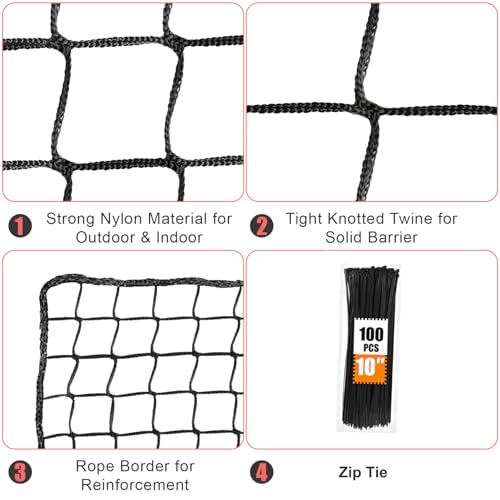 Storgem Baseball Batting Cage Net, Frame Not Include, Baseball and Softball Cage Netting with Door, Target Cloth, Heavy Duty Enclosed Hitting Cage Net for Backyard and Indoor