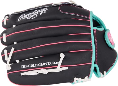 Rawlings | Sure Catch Series Youth Softball Glove - color: Black / Mint / Pink, size: 12.5"