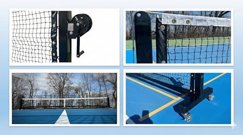 Spartan Pickleball Portable Net System, US Steel, 36" High x 22' Long, 128 lbs, Heavy Duty with Wheels, Indoor & Outdoor Use