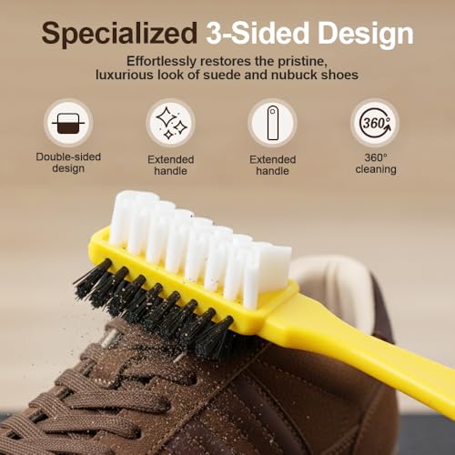 Suede Shoe Brush and Eraser,2 in 1 Scrub Suede Shoe Brush, Rubber Polish Eraser with Soft Plastic Bristles for Nubuck Cleaning (Plastic Handle/1pcs) - color: Plastic Handle/1pcs