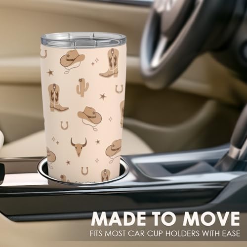 SANDJEST Cowgirl Tumbler 20oz, Stainless Steel Travel Cup with Lid, Insulated Coffee Mug, Cowgirl Gifts for Women Girls Friends Sisters on Birthday Christmas (Beige) - color: Cowgirl 1