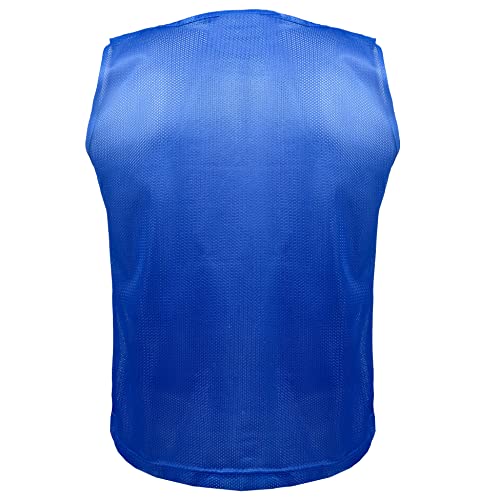Athllete 12 pcs Duramesh Pinnies/Scrimmage Vest - Kids Youth and Adult Pinnies, Numbered Penny Jerseys for Soccer - color: Azure Blue (Set of 12), size: Medium