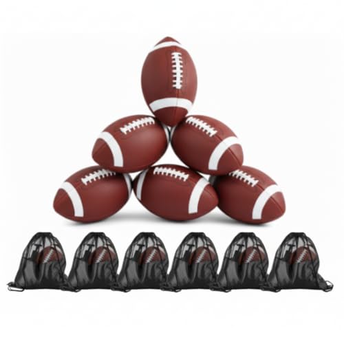 WinnerWhy 6 Pcs Inflatable Footballs Composite Leather Footballs with Pump Official Size Balls for Youth, Junior, Adult, College, High School, American Foot Ball Training Sport Gifts - size: Size 6