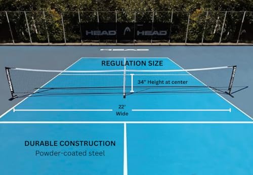 HEAD Portable Pickleball Net System - Official Size, Quick Setup & Carry Bag - Durable & Lightweight Black Net for Indoor/Outdoor Play