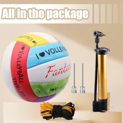Size 5 Volleyball with Pump, Waterproof Solf Beach Volleyball for Indoor Outdoor Match Games