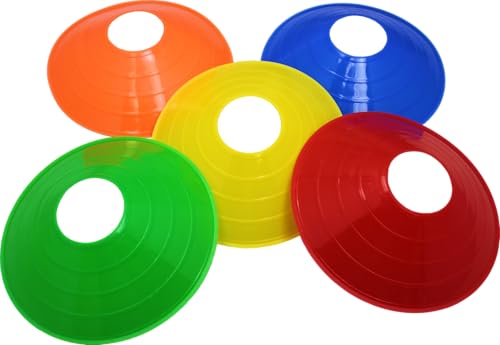 BlueDot Trading High Visibility Disc Cones for Sports, Agility Training, Soccer, Football, Field Cone Markers for Adults or Kids, Blue, Quantity 20-Pack
