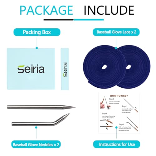 Baseball Glove Lace, Mitt Lace Repair Kit Softball 2 Leather Laces and 2 Lacing Needles for Catcher's Glove - color: Dark Blue
